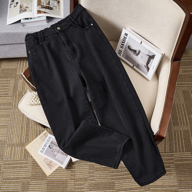 (4XL-9XL) Plus Size Loose Leg Long Jeans (EXTRA BIG SIZE) Black 4XL