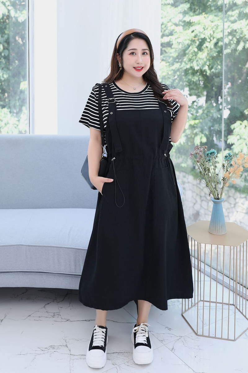 5XL 8XL Plus Size Mock 2 Piece Suspender Dress Extra Big Size Pluspreorder