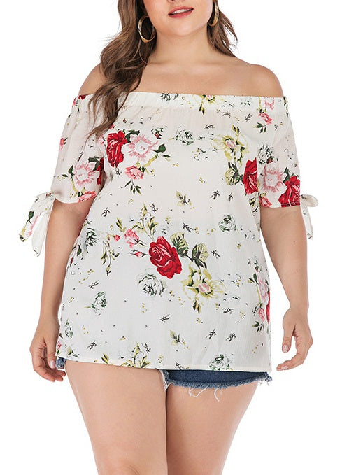 Off the shoulder white blouse plus size sale