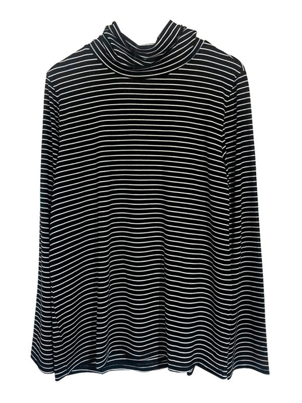 Plus size striped turtleneck top