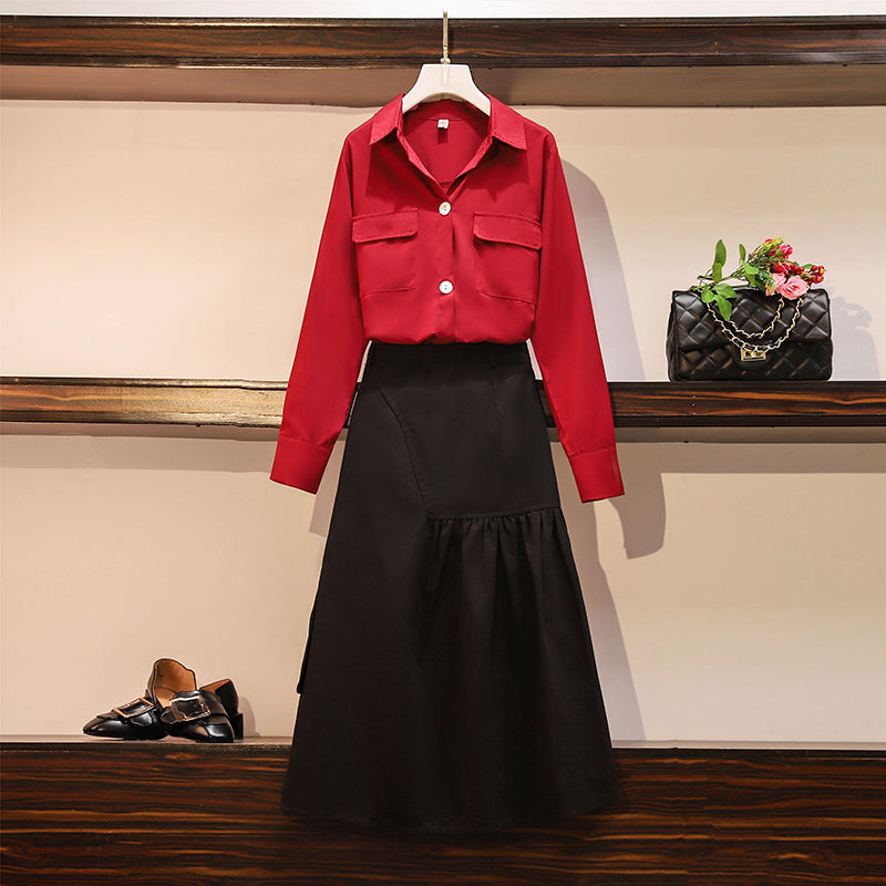 Long sleeve shirt sale and skirt set