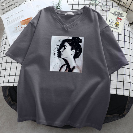 plus size v neck graphic t shirts