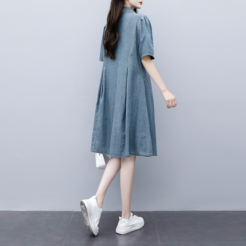 denim dresses at macy's Plus Size Denim Buttons Pleat A Line Shirt Dress – Pluspreorder