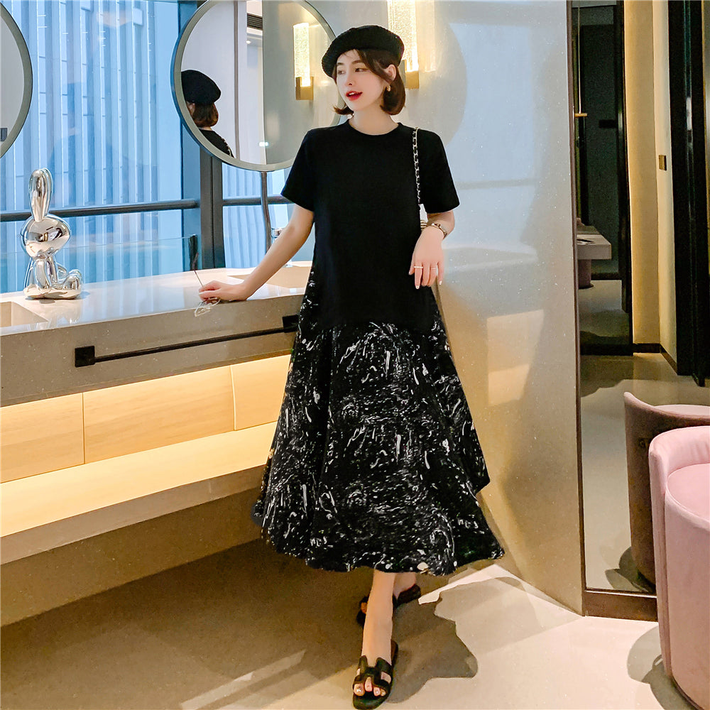 Plus Size Korean Art Layer Midi Dress – Pluspreorder