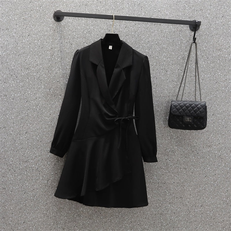 Korean Black Blazer Dress Women's Korean Fashion Blazer Patchwork Design  Long Sleeve Dresses