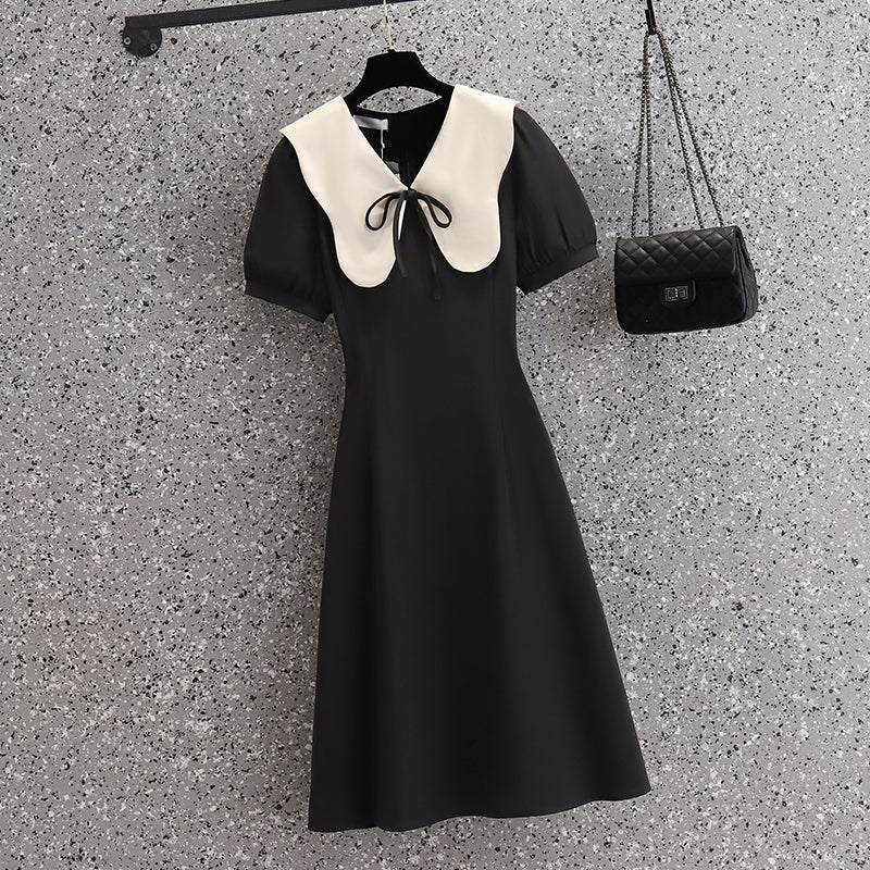 Plus Size Korean Colour Block Ribbon Dress  Pluspreorder