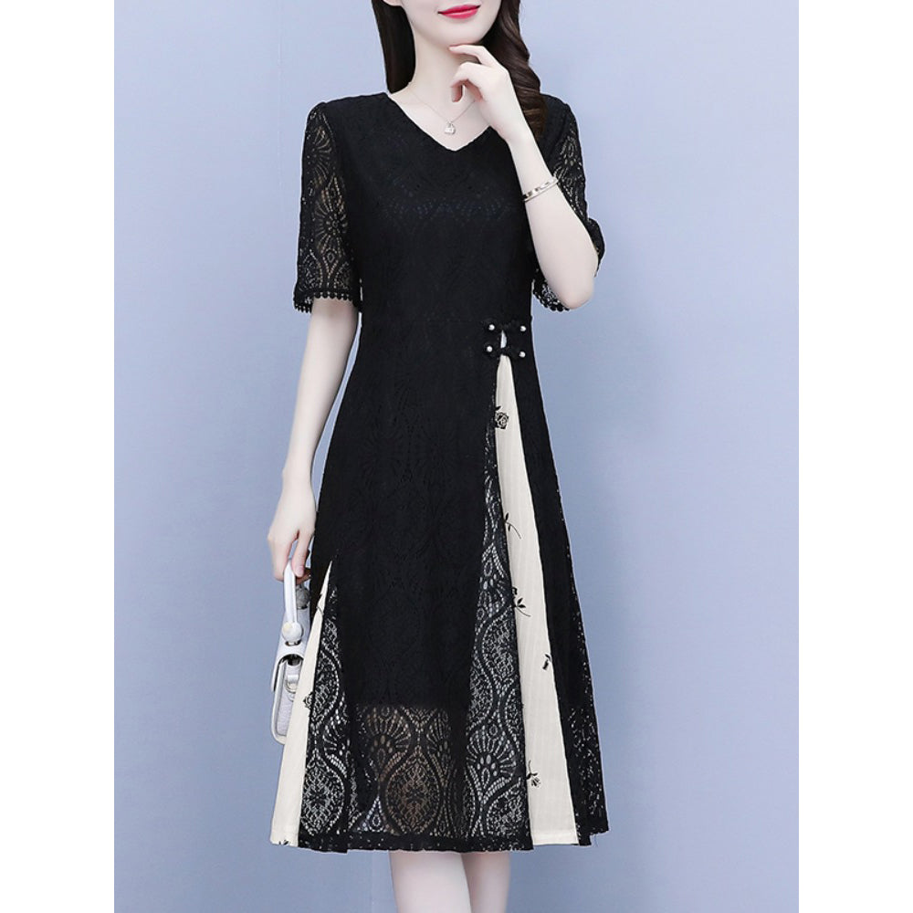 chinese dress ladies Plus Size Lace Layer Dress – Pluspreorder