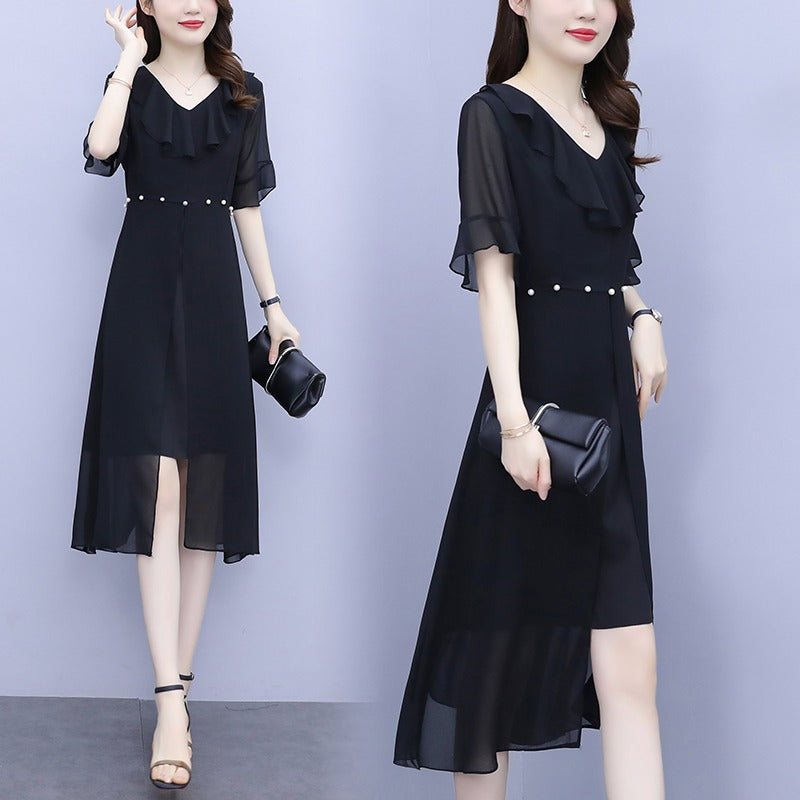 Long Halter Chiffon Dress with Back Double Straps Brown Plus Size