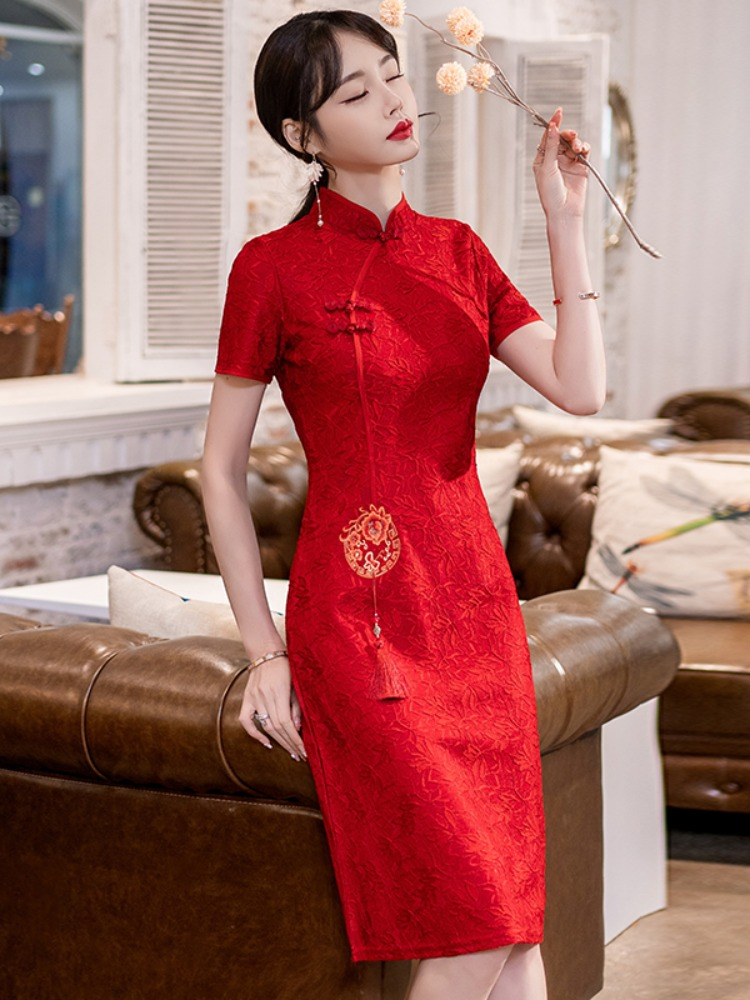 Red a line dress plus best sale size