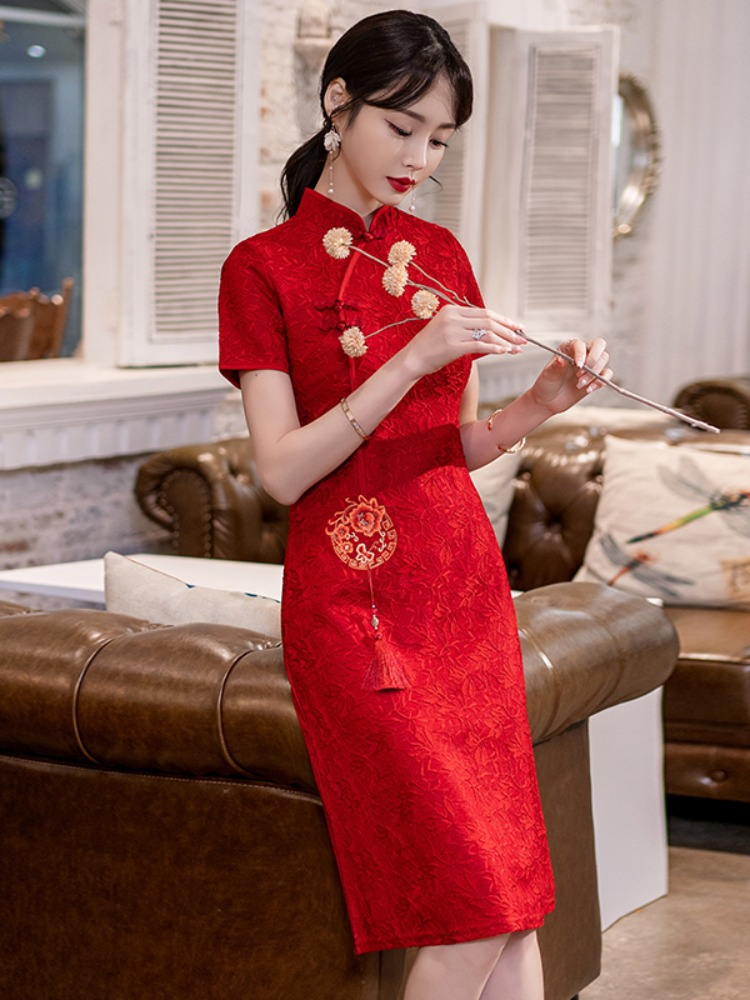 Red a line dress plus best sale size