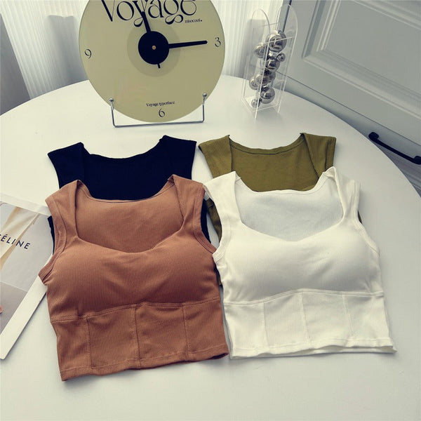 Plus Size Square Neck Bralette Crop Top (With Bra Pads)