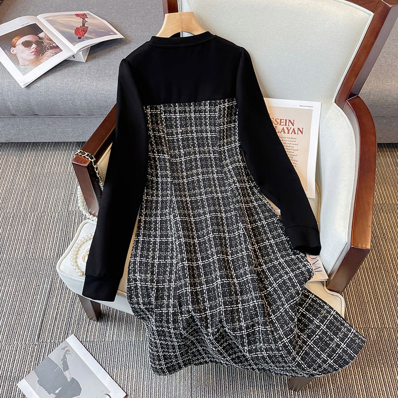 Plus Size Tweed Knit Fringe Accent Sheath Dress