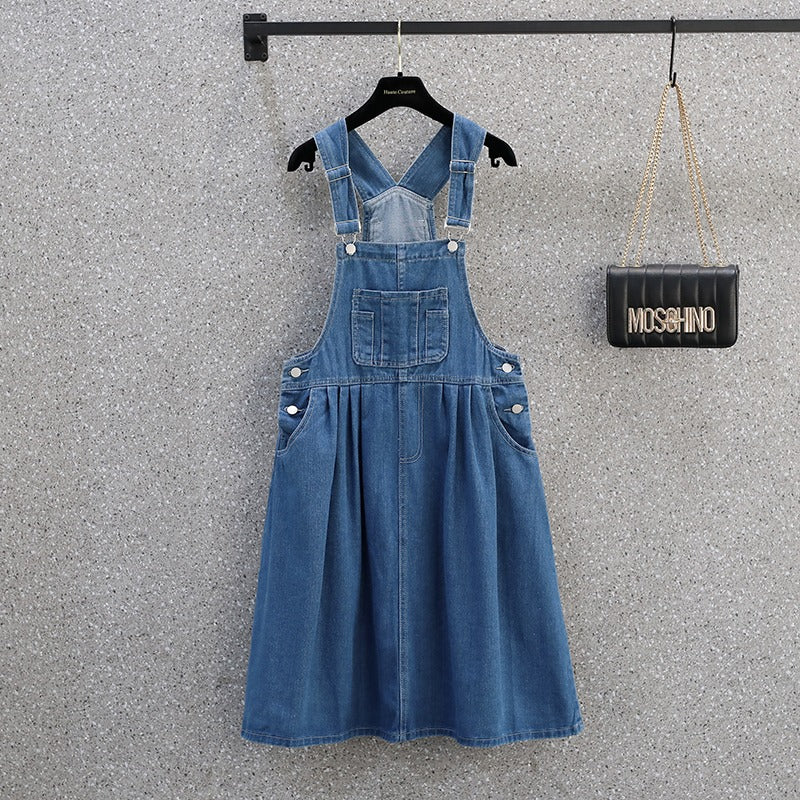 denim jumper dress plus size SHEIN EZwear Overall Waist Girth Womens Denim Plus Size Jean