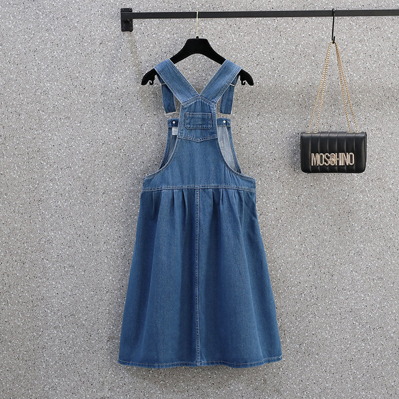 white christmas dresses 100% 8 oz Cotton Black Denim Suspender Dress – Shift + Wheeler main image 0