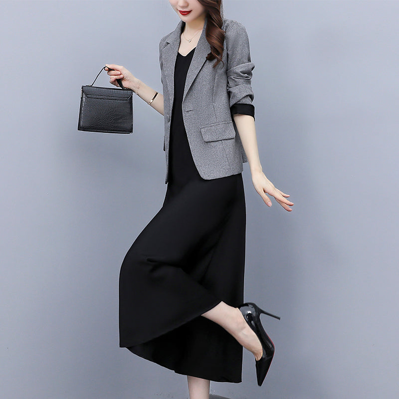 Plus Size Blazer And Cami Midi Dress Set – Pluspreorder