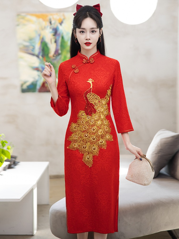 Gold sales cheongsam dress