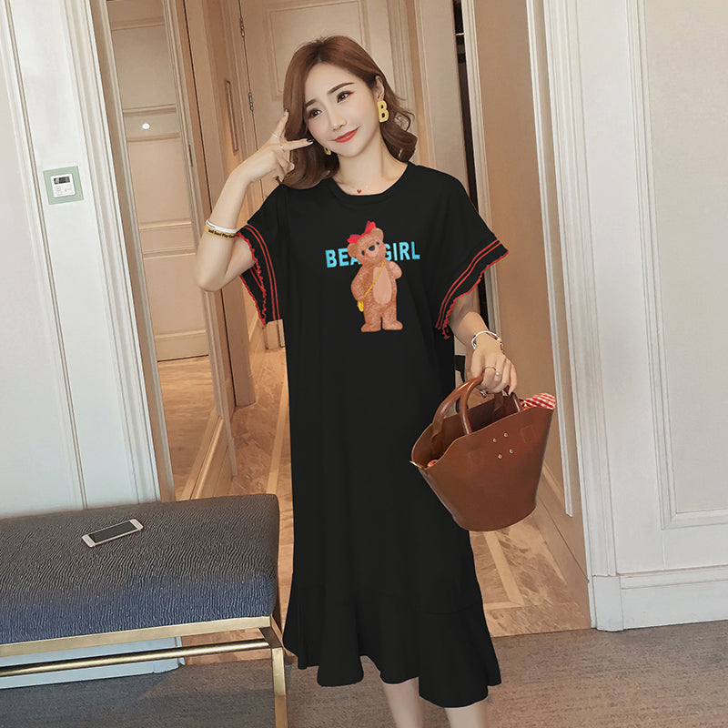 Plus Size Graphic Cotton T Shirt Dress  Pluspreorder