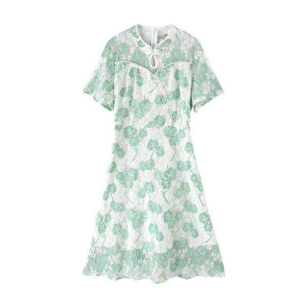 Plus Size Green Lace Cheongsam Dress
