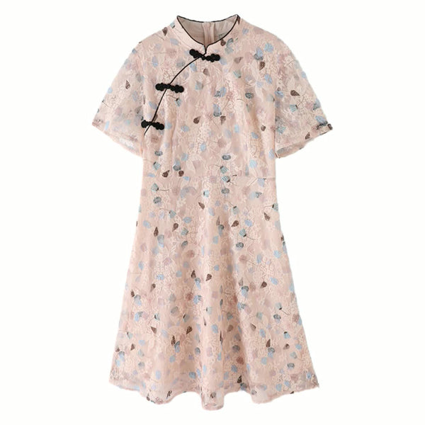 Plus Size Cream Lace Cheongsam Dress