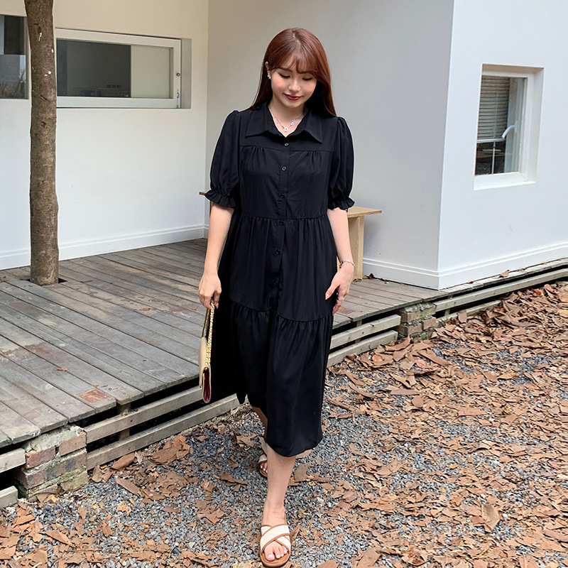 babydoll shirt dress Plus Size Black Korean Babydoll Shirt Dress(Extra Big Size) – Pluspreorder