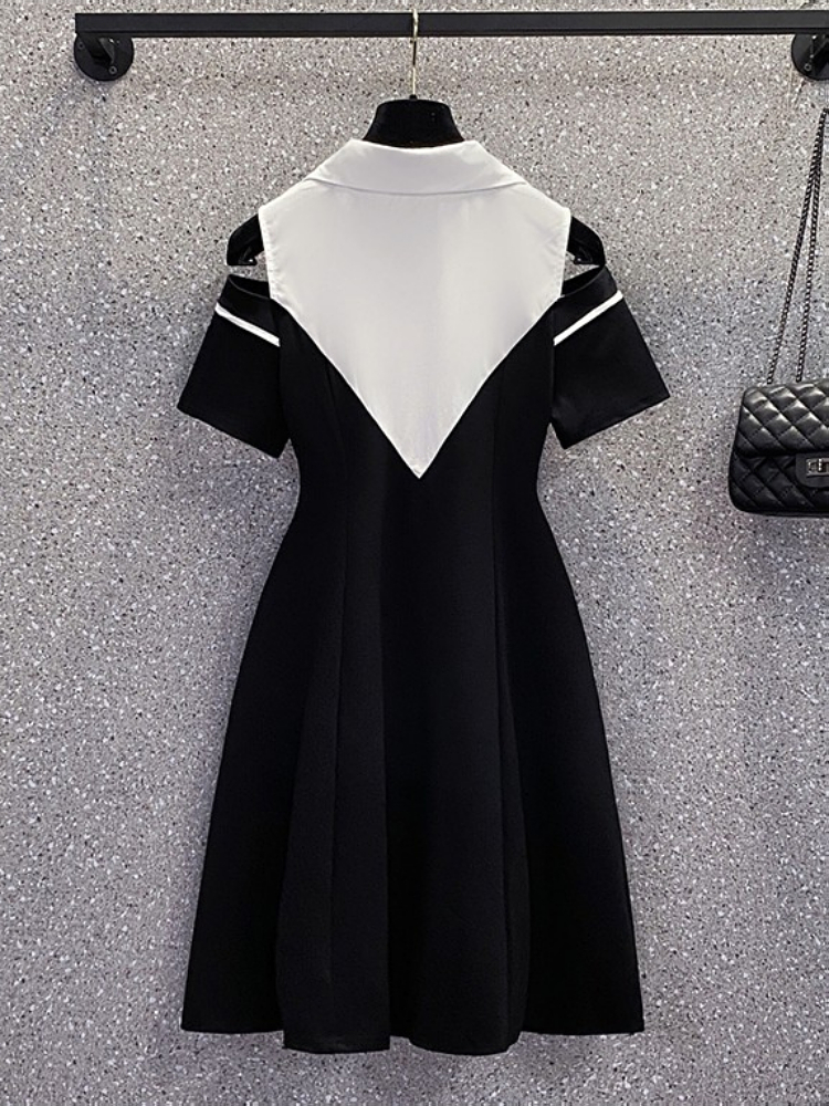 Plus Size Black Off Shoulder A Line Shirt Dress – Pluspreorder
