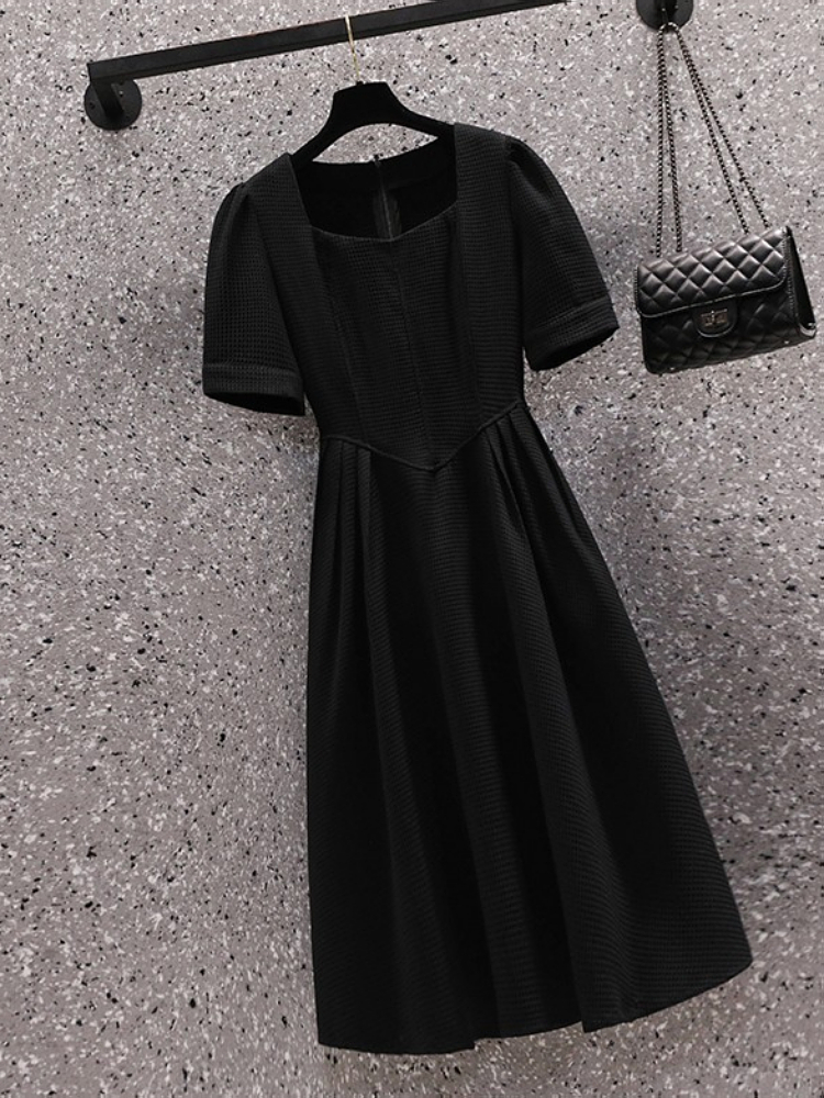 Plus Size Black Vintage Corset A Line Midi Dress  Pluspreorder