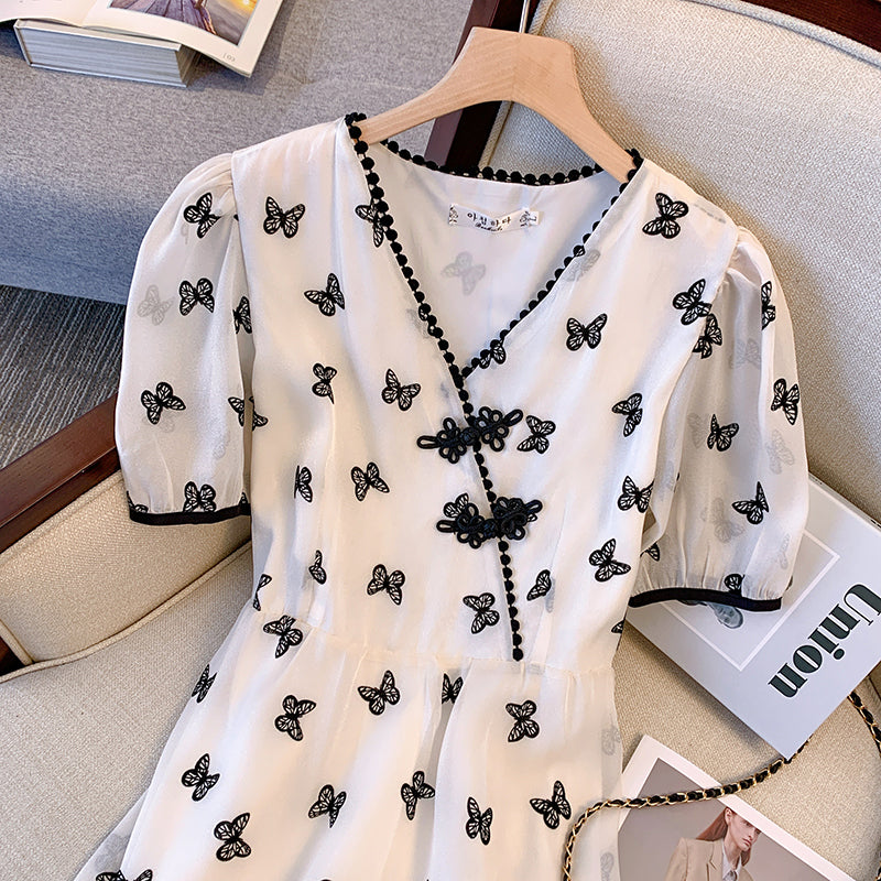 Plus Size Butterfly V Neck Cheongsam Dress Pluspreorder