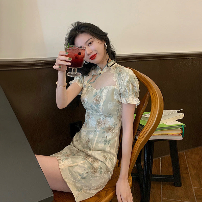 Plus Size Green Floral Cheongsam Dress Pluspreorder Plus Size Green Floral Cheongsam Dress Pluspreorder