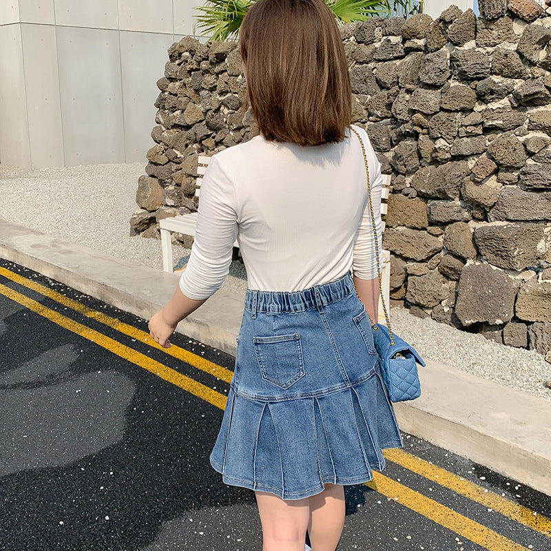 Pleated denim skirt 4xl 2025
