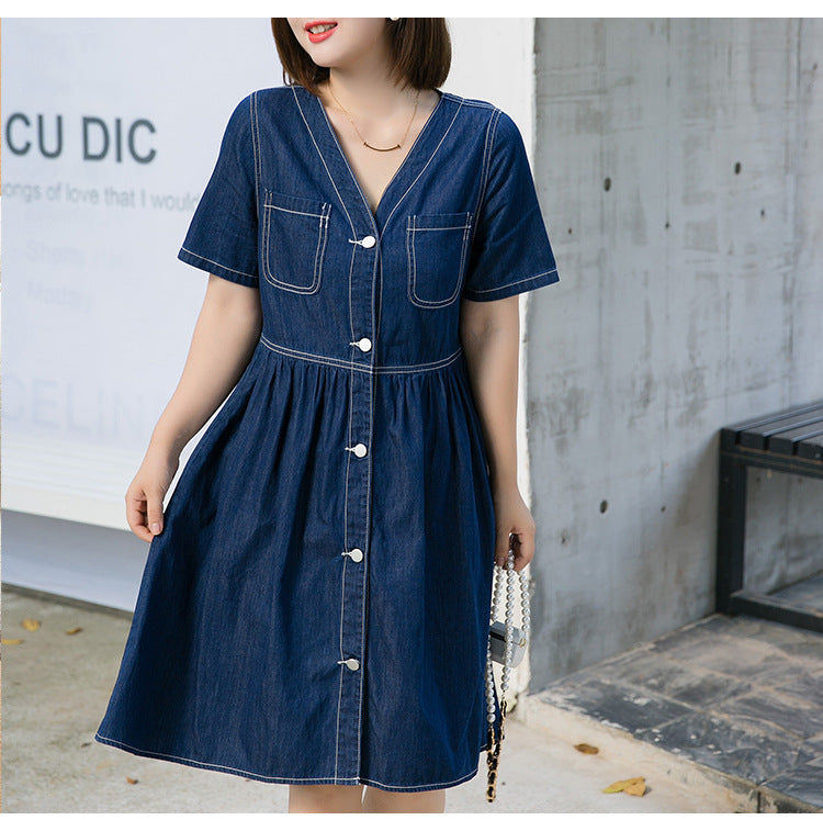 Plus Size Babydoll Denim Dress  Pluspreorder