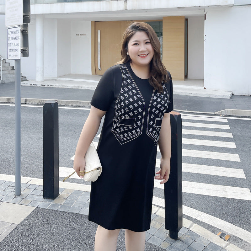 Plus Size Printed Mock Vest Dress