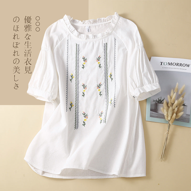 Embroidered plus size tops best sale