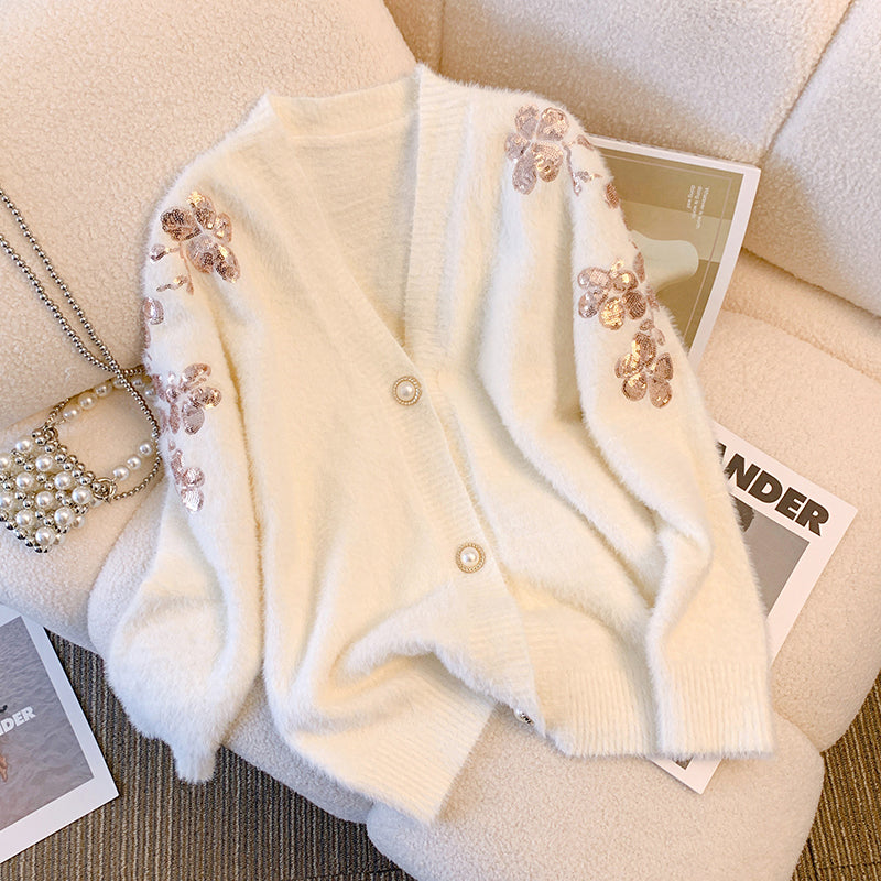 White shop embellished cardigan