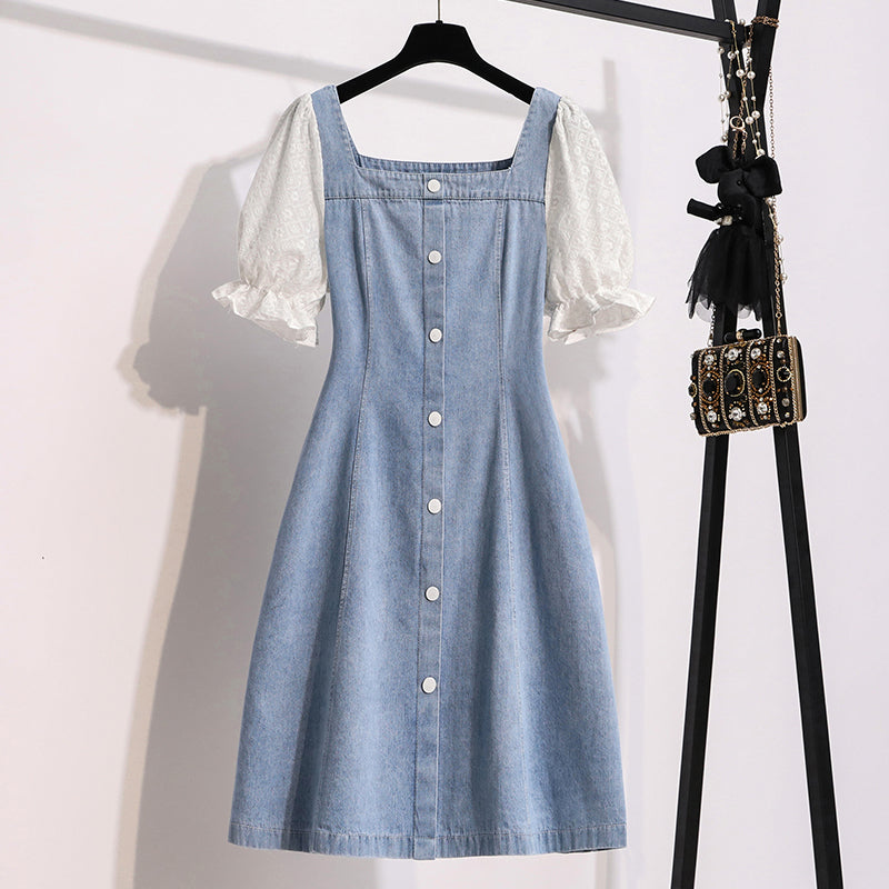 Plus Size Square Neck Denim Dress – Pluspreorder
