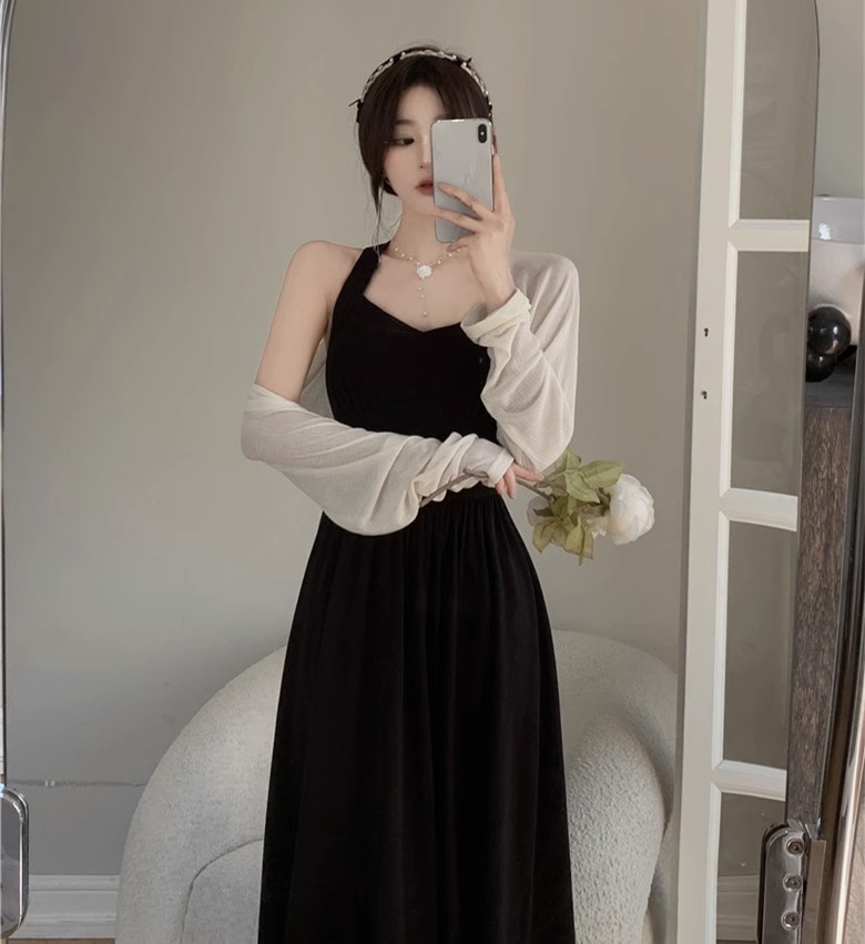 Plus Size Cream Crop Cardigan Vintage Halter Dress Set Pluspreorder Plus Size Cream Crop Cardigan Vintage Halter Dress Set Pluspreorder