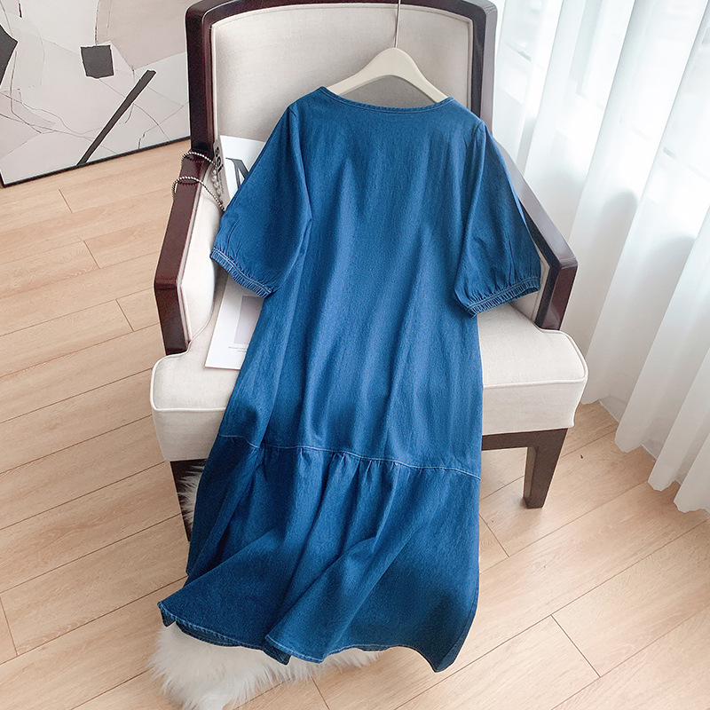 Plus Size Denim Drop Waist Midi Dress (EXTRA BIG SIZE) – Pluspreorder