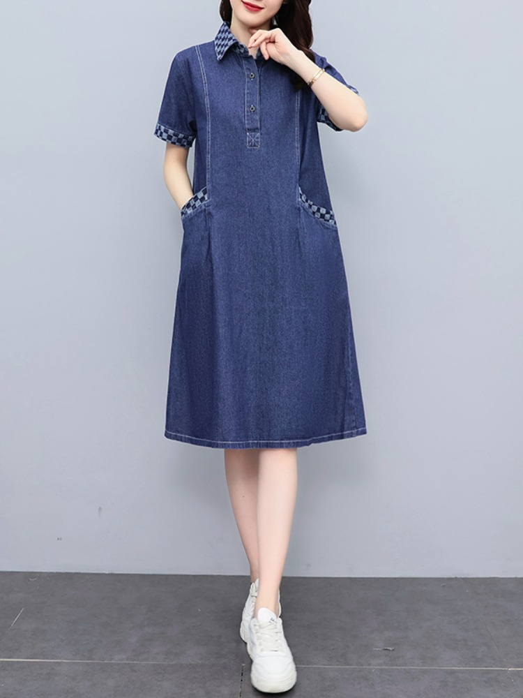 Plus Size Denim Pockets A Line Shirt Dress Pluspreorder Plus Size Denim Pockets A Line Shirt Dress Pluspreorder