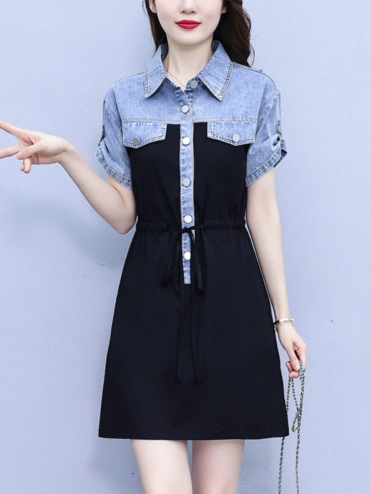 plus size denim shirt dress Plus Size Denim Short Sleeve Shirt Dress – Pluspreorder