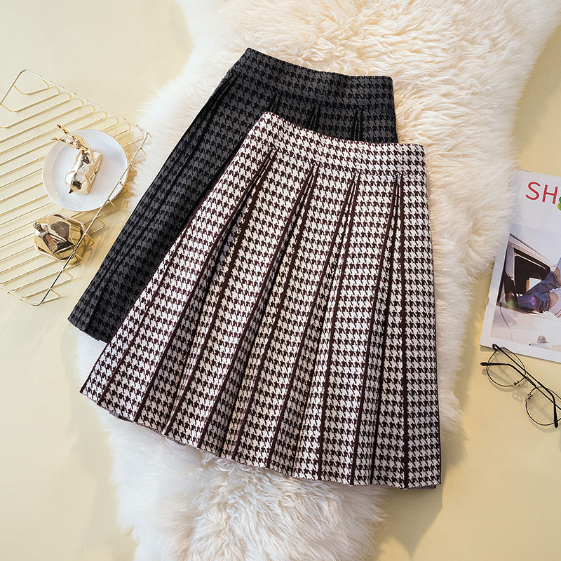 新品♡ミストレアス♡Houndstooth Pleats Mini Skirt Houndstooth Pleated Mini Skirt – Amrit Elise
