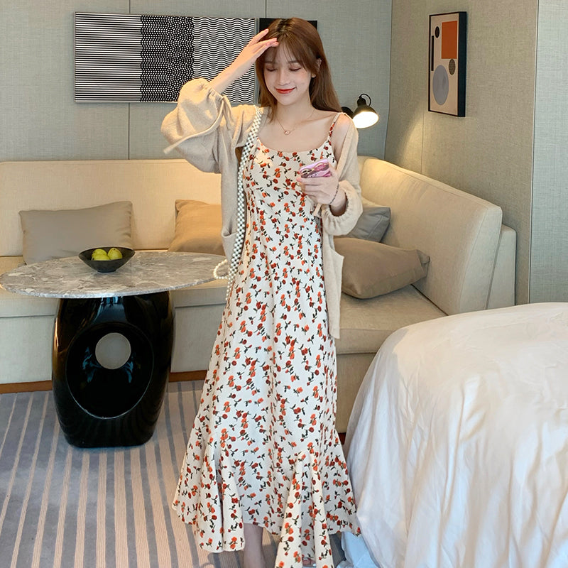 midi dress korea PIKADINGNIS Elegant Floral Midi Dress for Women Korean Chic Printed V-neck  Long Dress Female New Summer Short Sleeve Dresses