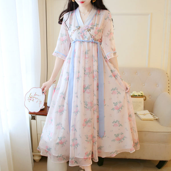 Plus Size Floral Hanbok Dress