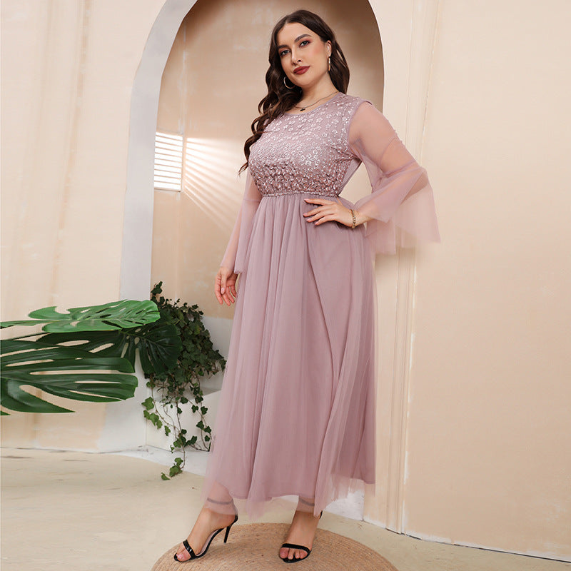 Plus Size Pink Lace Tulle Evening Dress – Pluspreorder