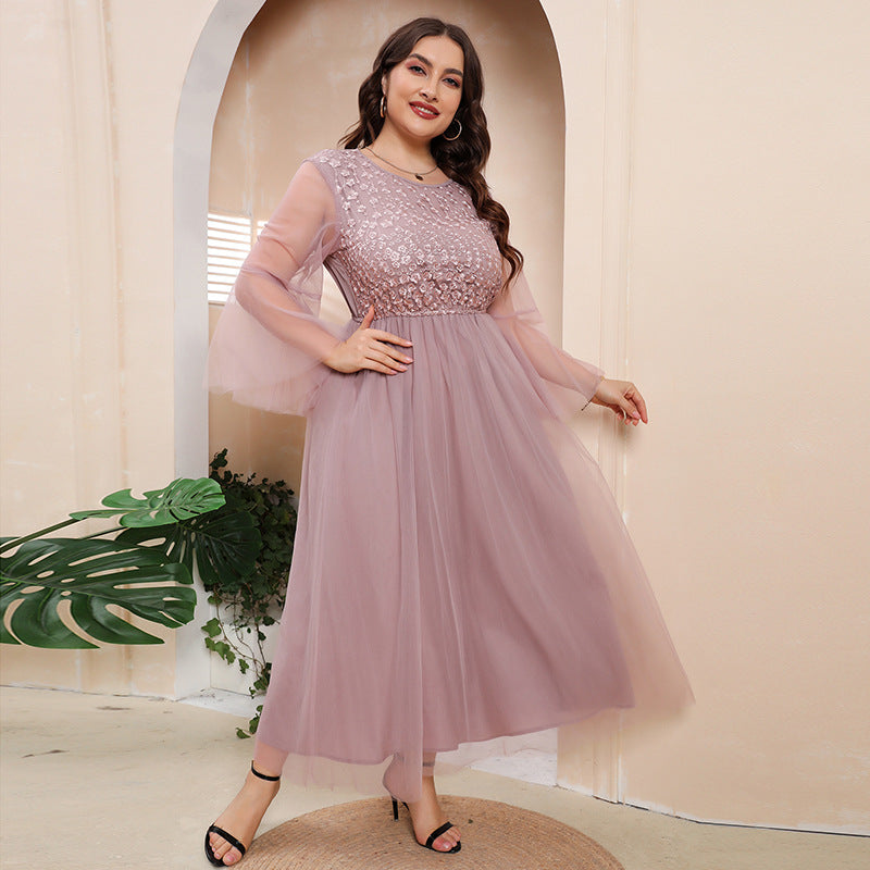 Plus size pink tulle cheap dress