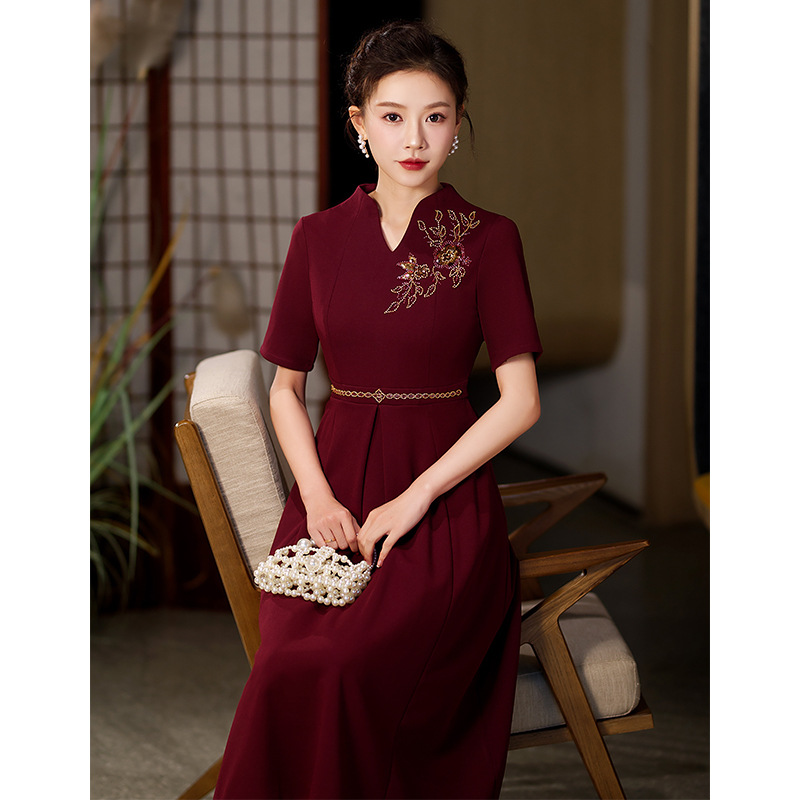 Maroon cheongsam sales