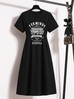 Plus Size Graphic T Shirt Midi Dress – Pluspreorder