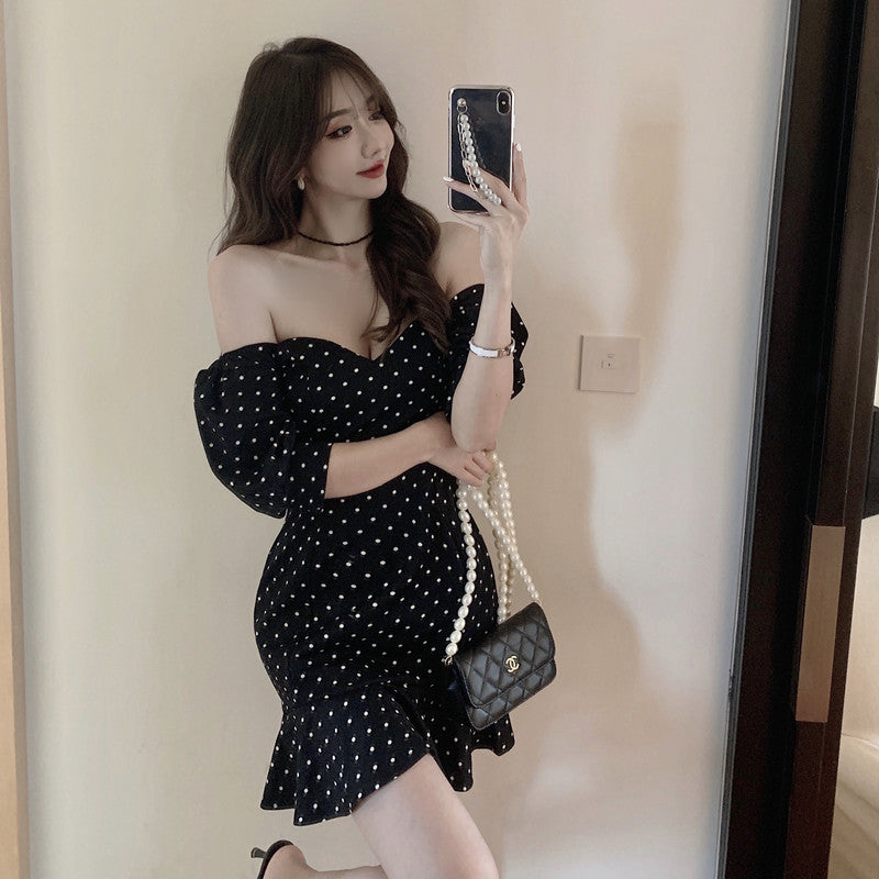 open lace back dress Korean Style] Off-white Blue Flowy Chiffon Short Dress – Ordicle main image 1