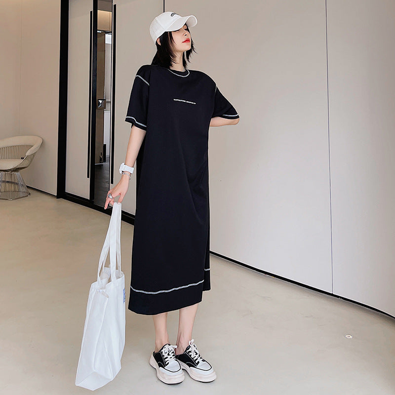 black midi t shirt dress Plus Size Words Black Midi T Shirt Dress – Pluspreorder