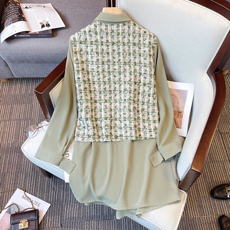 Plus Size Shirt Dress With Sweater Vest Plus Size Korean Vest
