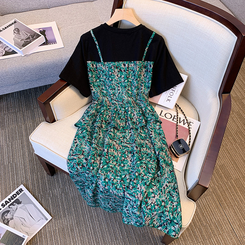 Plus Size Korean Floral Peplum Dress Pluspreorder