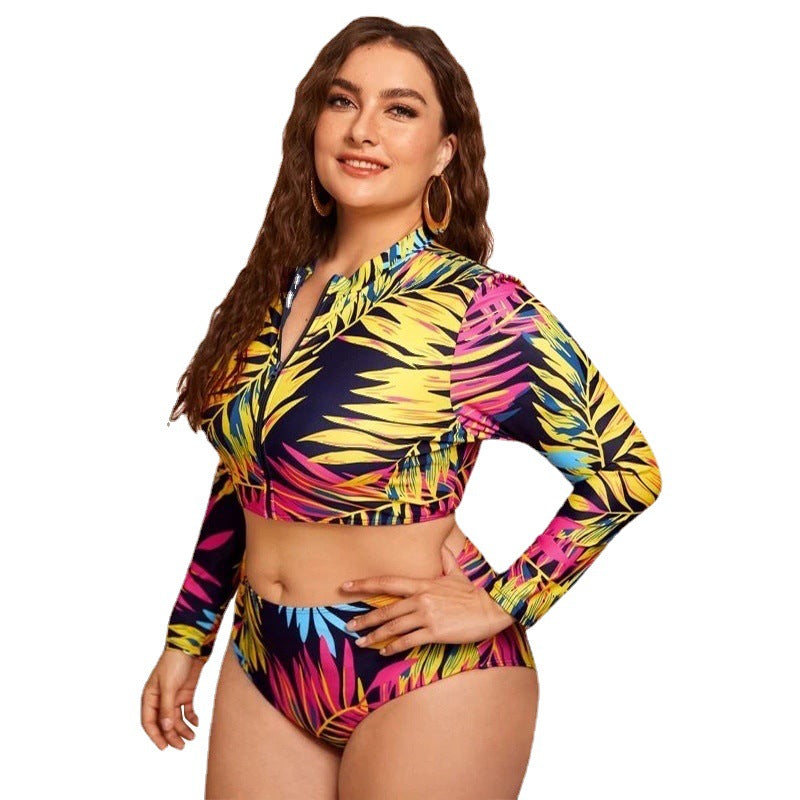 Long sleeve bikini plus size hot sale